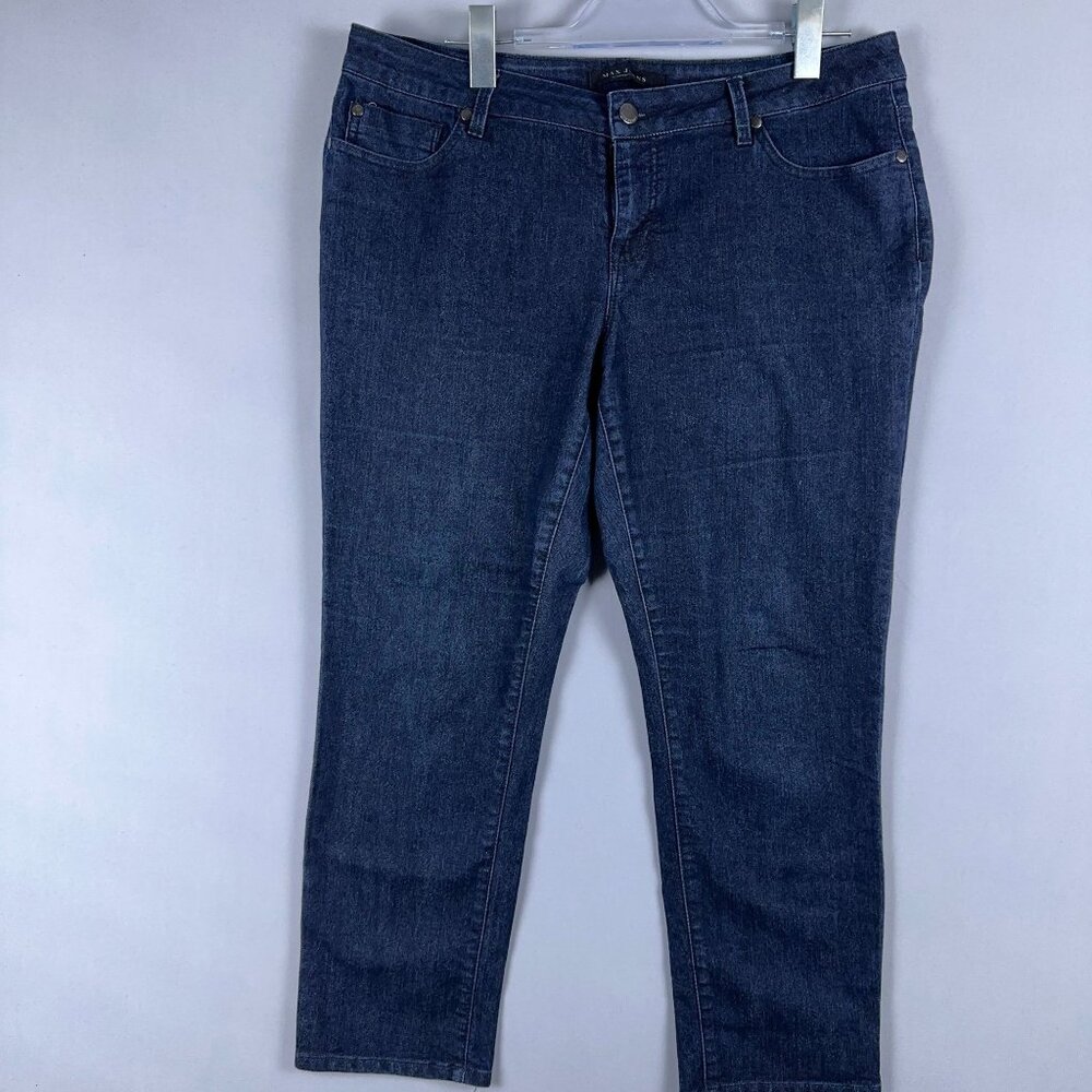 Max Studio Jeans Womens Size 12 Classic Straight Leg Stretch Medium Wash Blue